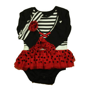Celebrate Halloween Girls Black | Red Pirate Onesie size: 12 Months